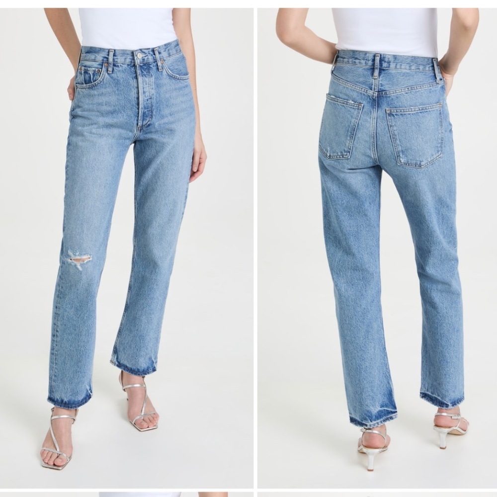 AGOLDE 90s Pinch Waist High Rise Straight Jeans. Color - Abstract.